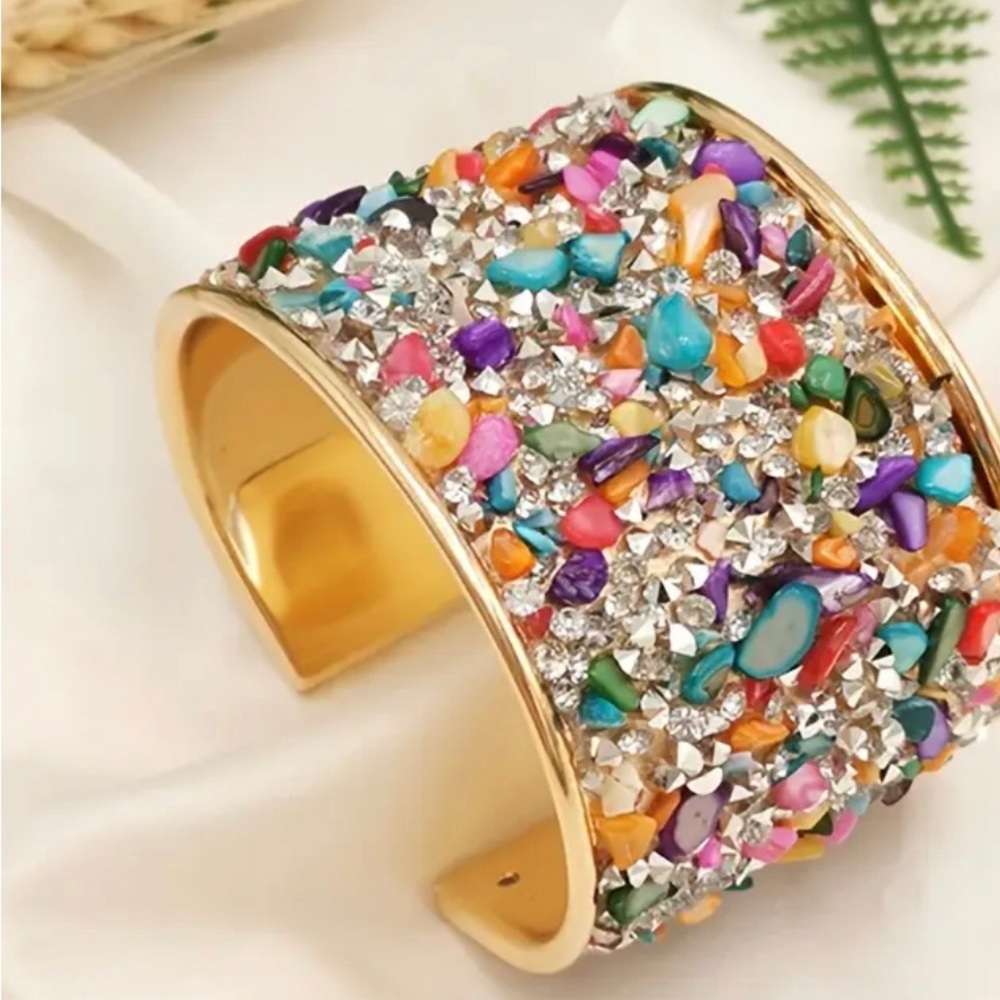 Multicolor Gemstone Cuff Bracelet